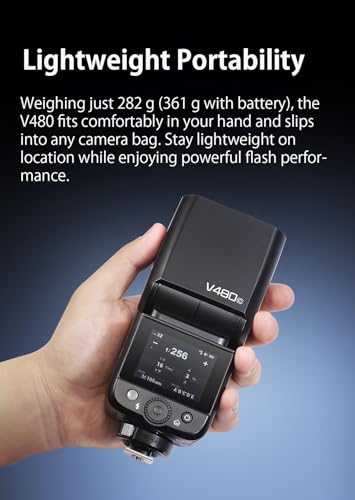 Image of Godox V480 for Sony GODOX TTL Flash - GN50 /1.7s Recycle /650 Flash Time /HSS /Smart Distance Readout /10 Level LED Modeling lamp /2.0 inch Touchscreen /2.4G Wireless System /TTL Camera Flash for Sony ZV-E10 etc.