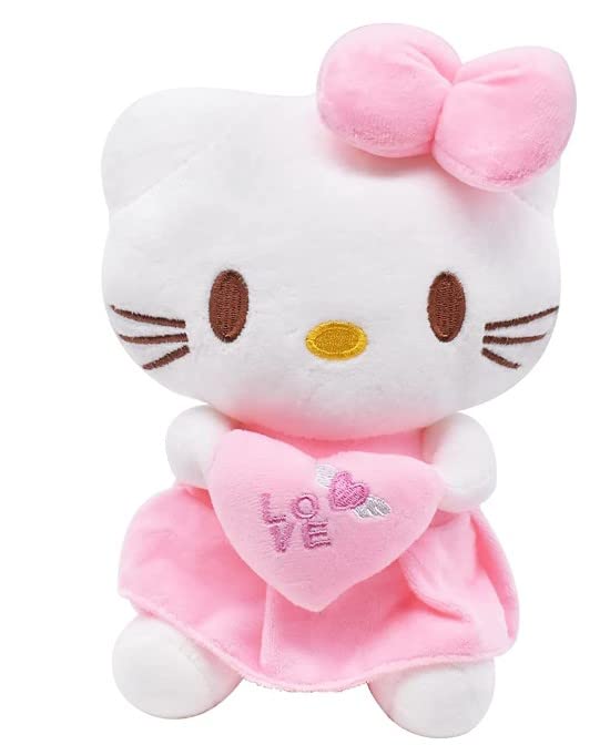 GujeyPlush Figure, Hello Kitty Plush Toy, 8 Inch K-itty Plush Toy, Fluffy Cute Cuddly Toy, Plush Doll, Stuffed Toy Cartoon for Children, Boys, Girls, Birthday Gifts