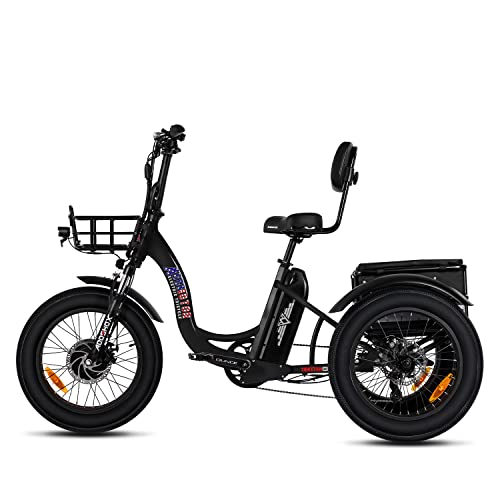 Addmotor Motan Electric Tricycle For Adults, 85 Mi Long Range, M330 20" Fat Tire Electric Trikes, 750W 48V 20Ah Samsung Removable Battery, Big Baskets, 3 Wheel Electric Bikes For Seniors(Black) #TOP1