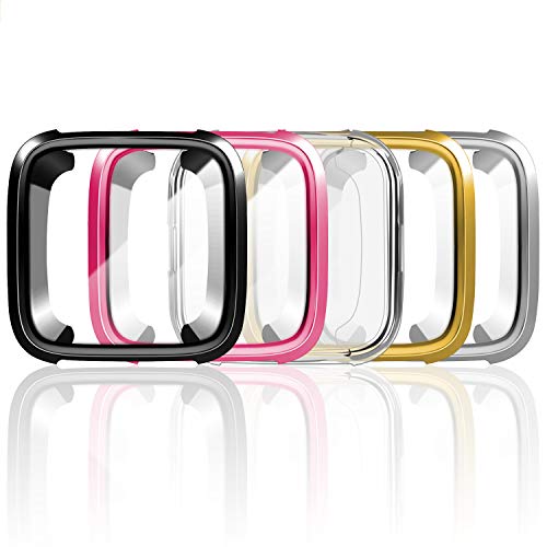 [New Version] Case for Fitbit Versa,Soft TPU Protective Full Cover Shell Bumper Case Protector for Fitbit Versa Smartwatch - 5 Packs