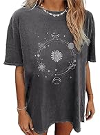 This oversized tshirts for women made of 65% Polyester, 30% Cotton, 5% Elastane, soft and comfy fabric The graphic tees for women featuring with drop shoulder, crew neck tshirts , basic loose fitting tops, oversized shirts for teen girls, trendy tshi...