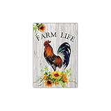 Meltelot Farm Life Flag, Welcome Garden Yard Flag, Chicken Rooster Sunflower, Decoration for Outside Flag, Vertical Double Side 12x18 Inch