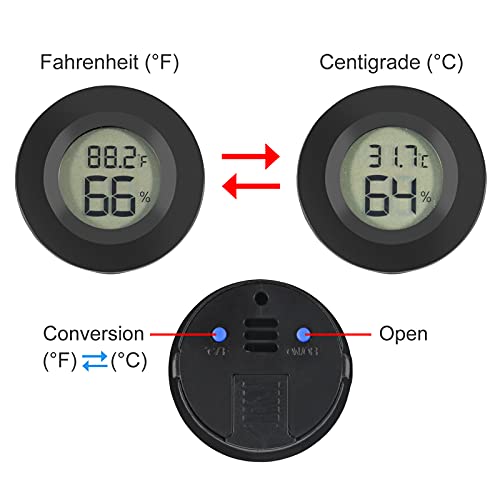 4Pcs Mini Hygrometer Thermometer Digital Lcd Monitor Indoor/Outdoor Humidity Meter Gauge Temperature For Humidifiers Dehumidifiers Greenhouse Reptile Plant Humidor Fahrenheit(℉) Or Celsius(℃) (Black) #TOP1