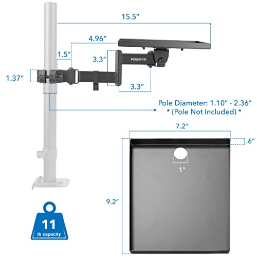 Mount-It! Printer Pole Mount For Thermal Label Printers, Full Motion Arm With Rotating Tray, Holds Up To 11 Lbs, Swivel, Rotate And Tilt, Clamp Connection Arm Mount For Label Makers #TOP4