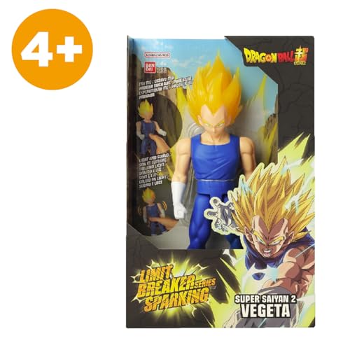 BANDAI - Dragon Ball Super - Figurine Géante Limit Breaker 30 cm - Super Saiyan 2 Vegeta - Licence Officielle - Grande Figurine Sparking Vegeta Son et Lumière - Jouet Enfant 4 Ans et + - 38567