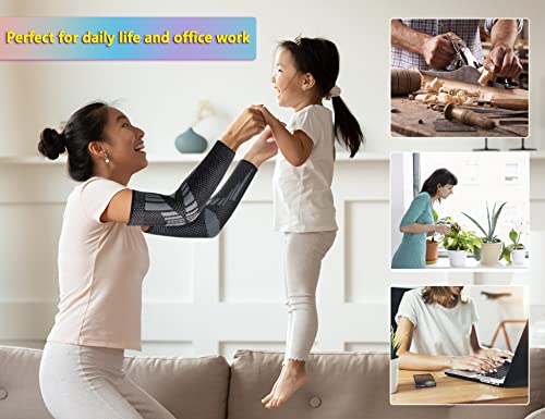 Thx4Copper Arm Compression Sleeve (2 Pack)–Elastic Compression Arm Brace For Tendonitis, Golf, Tennis Elbow, Fitness, Pain Relief- Aid In Recovery For Women And Men- Supportive Comfortable Breathable #TOP6
