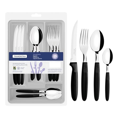 Faqueiros com Gaveteiro Ipanema 25 Peças Aço Inox Tramontina (Preto)