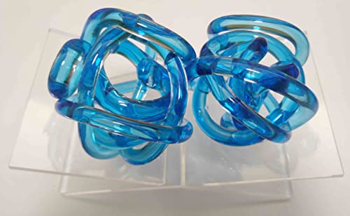 Ritadeshop Glass Orb Decor Ball Glass Knot For Home Decor Tabletop Decorative Figurine (Modern, Blue 5.8" D) #TOP4