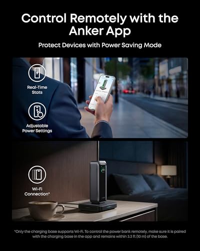 Image of Anker Prime Power Bank and Charging Base, 20,100mAh 220W Max Portable Charger with Base for 6 Devices, Two-Way Charging, TSA-Approved, App Control, for MacBook, iPhone 17 /16 Series, and More