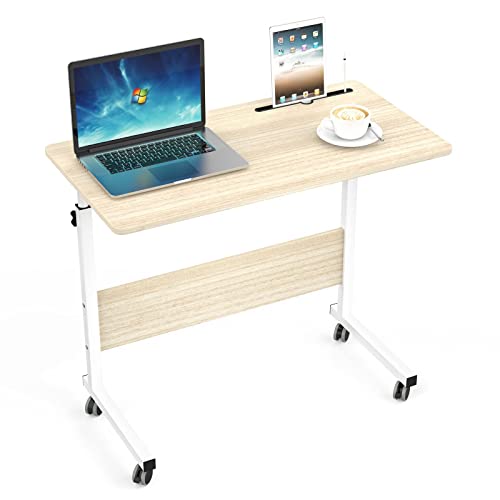 SogesPower Mobile Side Table 31.5 Inches Tablet with Slot & Wheels Mobile Laptop Computer Desk Adjustable Movable Laptop Computer Stand（White Maple） by SogesPower - Used condition - CA$45.89