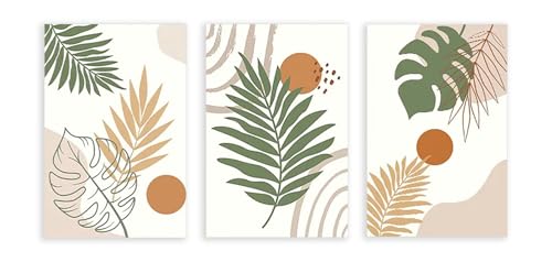 Affiche minimaliste de feuilles vertes pour créer un salon moderne et relaxant sans cadre