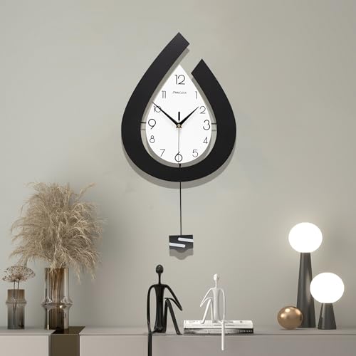 Large Wall Clock for Living Room Decor Big Decorative Pendulum Modern Wall Clock Silent Non Ticking Battery Operated 22.4 Inch Wood Art Clock for Kitchen Bedroom Office Indoor Home