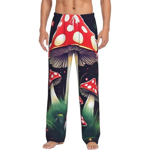 Pantalon de pyjama imprimé champignons homme pantalon de pyjama en flanelle polaire douce