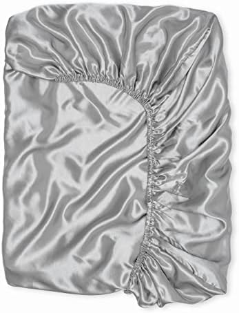 Satin Crib Sheet Crib Mattress Sheet | Satin Crib Sheets for Baby Hair Grey Crib Sheet | Silk Crib Sheet Baby Mattress Sheets Soft Crib Sheet | Gray Crib Sheet Silk Crib Sheet for Baby Hair Registry