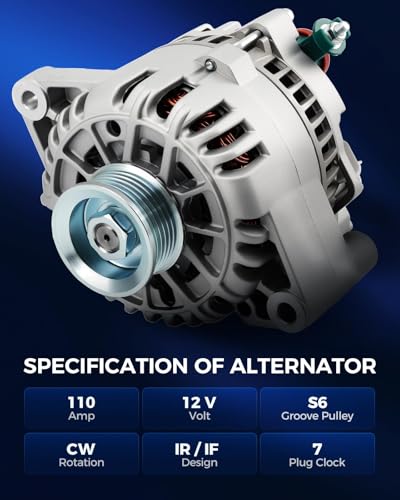 Image of KAX New Alternator Replacement for Ford Taurus 2003-2006 for Mercury Sable 2002-2005 110 Amp,12V,CW,S6 Groove Pulley,Replace for 8268N