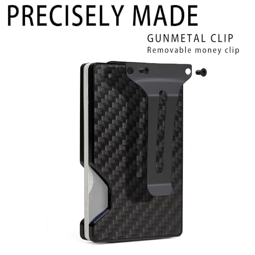 FIRDIKT Carbon Fiber Minimalist Wallet for Men, Slim Metal RFID Blocking Wallet Credit Card Holder Money Clip & Cash Strap, Scratch-Resistant Holds 15 Cards,Ideal Gift for Men | Matte Carbon Fiber by FIRDIKT - Used condition - Image 8