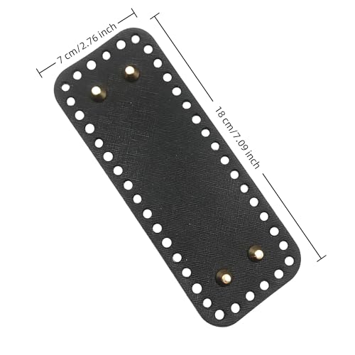 PU Leather Crochet Bag Bottom Set - 3pcs 3 Sizes Rectangle Shaper Cushion Base with Holes for DIY Shoulder Bags Purse - Black for Knitting and Crochet Enthusiasts CW026 — view 5
