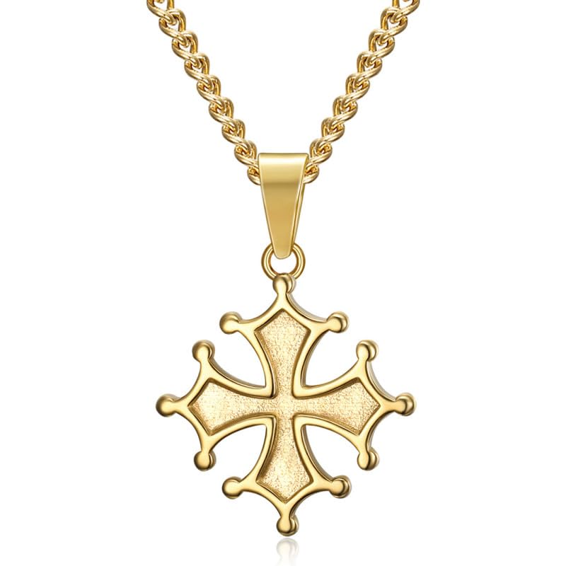 BOBIJOO Jewelry - Pendentif Collier Femme Croix Occitane Cathare Toulouse Languedoc Acier Inoxydable Or Doré Plaqué