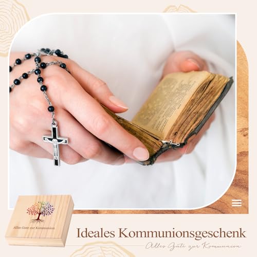Hestya Kommunion Geldgeschenk für Mädchen Jungen Kommunion Geschenk Holzbox Geschenkbox Erinnerungskiste mit Holzherz Ausgehöhlte Holzkarte Trockenblumen, Geldgeschenke Verpackung aus Holz