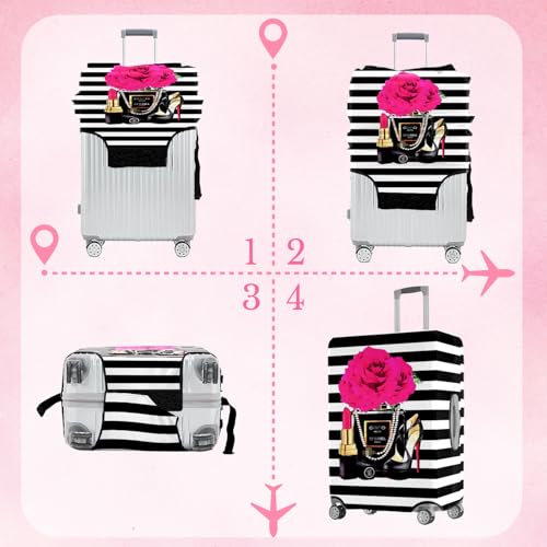 Fashion Accessory Travel Luggage Cover Fashion Girl Perfume and Lipstick and Heels Travel Suitcase Cover Anti-scratch Suitcase cover Fits 26-28 Inch3