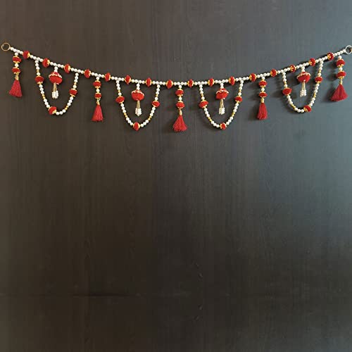 Image of Handmade Door Hanging Round Moti Latkan Style Bandarwal Toran (Tmr-15) -Diwali New Year Inauguration Wedding Festival Home Decor Pooja (40 Inch X 6 Inch), Multicolor