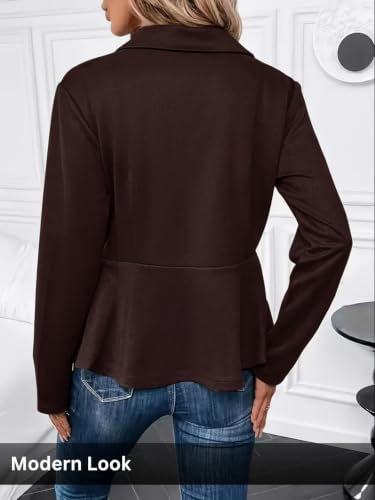 Image of Leriya Fashion Peplum Zip-Up Jacket for Women Summer Wear | Long Sleeve Collared Slim Fit Summer Jacket for Women Stylish | Top with Front Zipper Closure | Stylish Waist Flare| Casual and Office Wear