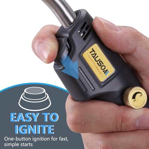Image of Propane Torch Kit with 4.9-Ft Hose, Adjustable Flame for HVAC | Brass Blow Torch Head 2527F, Propane & MAPP Gas Compatible, Self-Igniting for Easy Startup