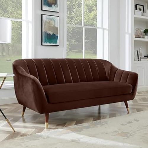 Image of 3 Seater Sofa Set with Two Cushions Perfect for Home Office Guests Living Room (Brown, 3 Seater)