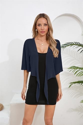 Image of TASAMO Women's 2026 Summer Lightweight Short Bolero Cardigan Shrug Sheer Tie Front Top 3 /4 Sleeve Jacket for Dress
