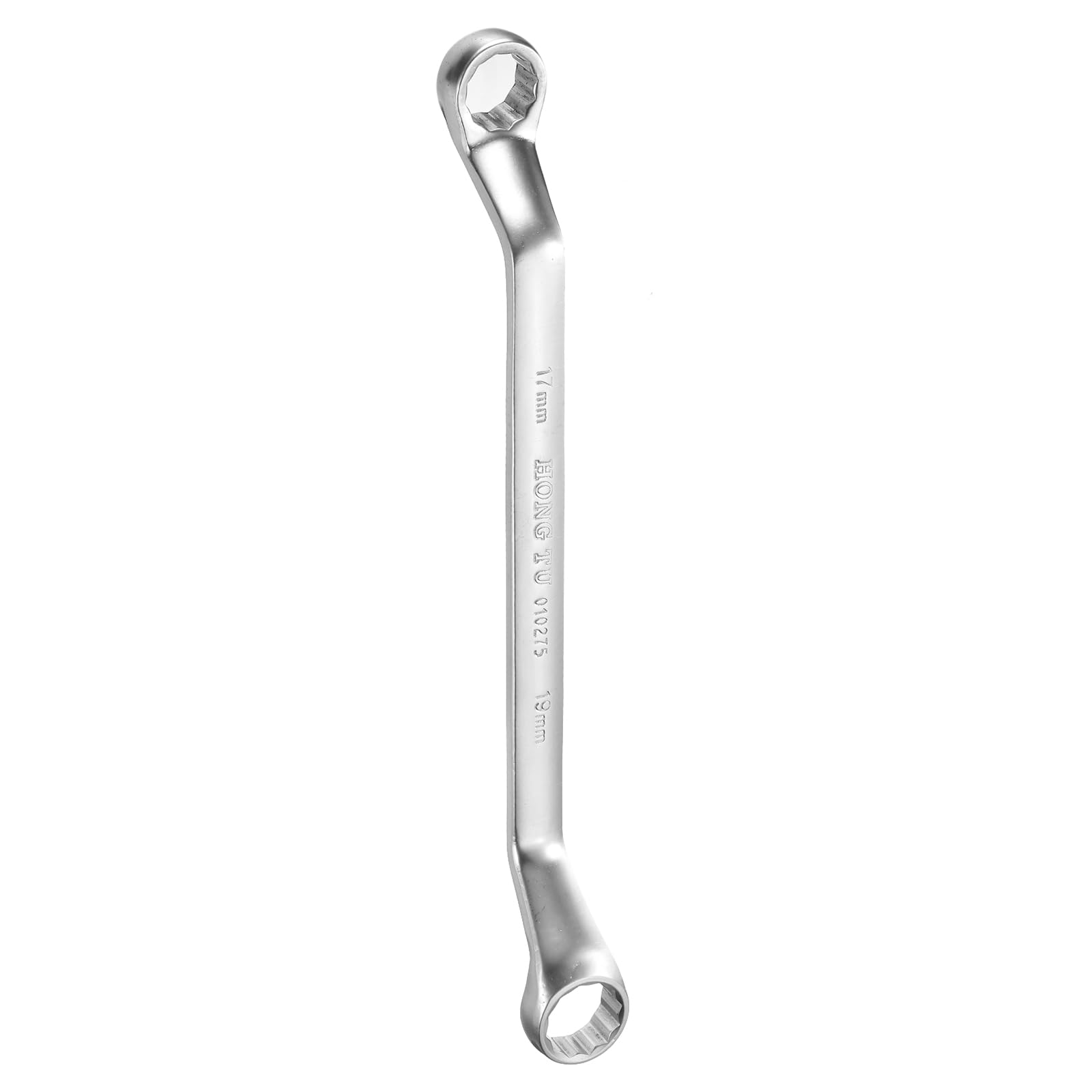 HARFINGTON Offset Extra Long Box End Wrench 17 x 19 mm Metric 12 Point 75 Degree Offset Double End Box Ratcheting Wrench Carbon Steel Polished Long