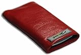 edle Handytasche / Schutztasche - Modell Rodegard - geschmeidiges Lamm-Nappaleder, Oberfläche offenporig, in Rot