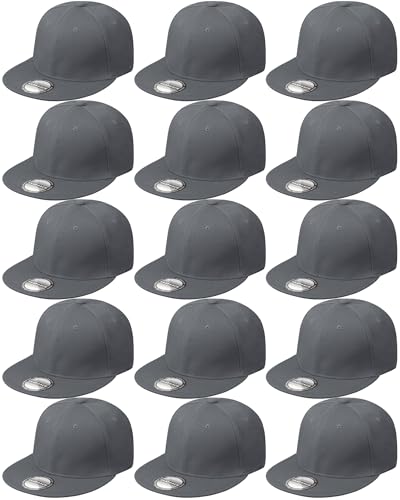 Image of 15 Pack Snapback Hats for Men Hip Hop Style Solid Baseball Hats Adjustable Snapback Cap Flat Brim Baseball Caps