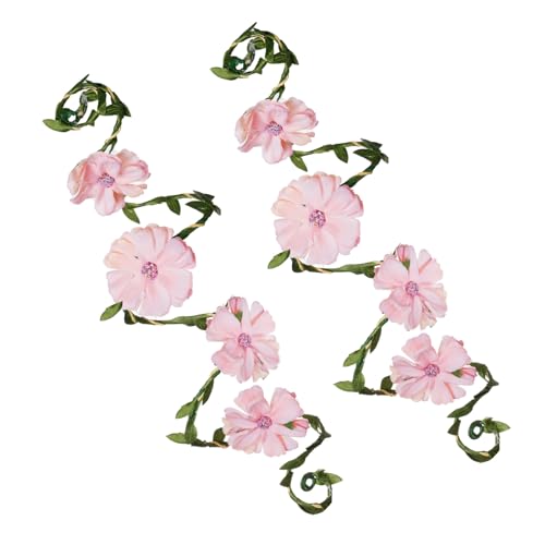 choyaxo 2 Pcs Fairy Costume Accessories Flower Arm Wraps Belts Headband Elf Costume Renaissance Accessories for Women (Pink)