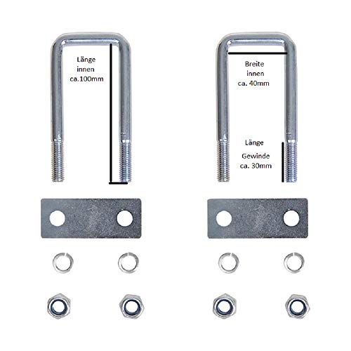 Preisvergleich Produktbild 2x Zurrbügel U-Bügel eckig mit Platte und Muttern M 10 Verzinkt