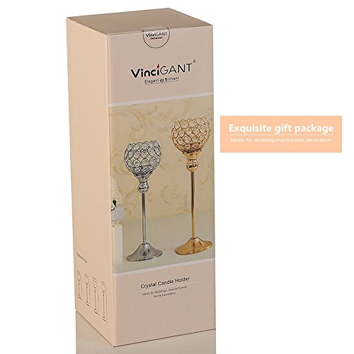 Vincigant Silver Crystal Pillar Candle Holders Set Of 2,15Inches Tall Coffee Table Decorative Centerpiece For Wedding Halloween Candlelight Dinner Vases #TOP6