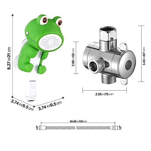 Kaiying Children's Handheld Shower Head,Cartoon Water Flow Spray Shower Head Baby Kids Toddler Bath Bathing Accessories (J:showerhead(Froggie)+Hose+Diverter) #TOP5