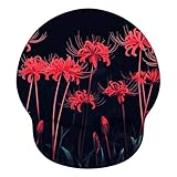 マウスパッド 手首サポート付き人間工学に基づいたゲーミングマウスマット リストレスト疲労を軽減 低反発快適でソフトシリコンベース滑りにくい 耐久性良い、 オフィス、書斎、ゲームルーム、251 x 226mm 黒 赤い彼岸花 X#1364