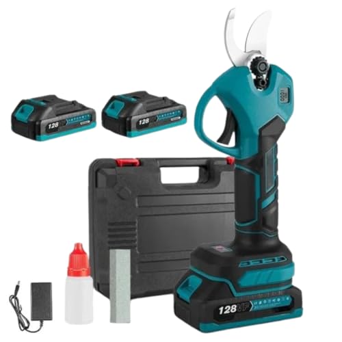 Forbici Potatura a Batteria, Cesoie Elettriche Professionali - Forbice Con 2 Batterie 48V 5.0Ah, LCD, Taglio 3-3.5cm, Ideali per Giardino, Frutteti, Ulivi e Vigneti