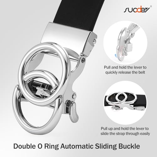 SUOSDEY Womens Ratchet Leather Belt for Jeans Dress Pants Ladies Adjustable No Holes Belt with Automatic Sliding Buckle,1.2" by SUOSDEY - Image 5