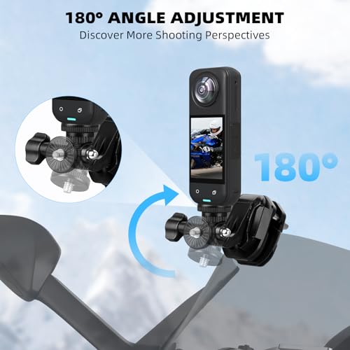 Flymile Motorcycle Windshield Clip Mount for Insta360 X5/X4/X3, Motorbike Windscreen Aluminum Metal Clamp Quick Release for GoPro Hero, for DJI Osmo Action 5/4/3/Pocket 3/360 Camera Accessories — view 6