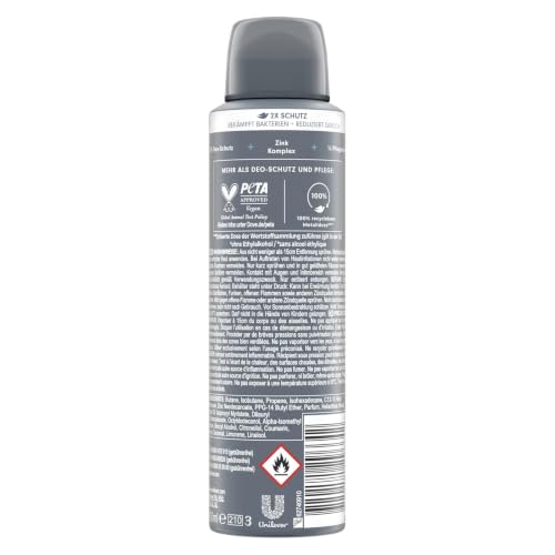 Dove Men+Care advanced 0% Deo-Spray Clean Comfort mit Zink-Komplex und 2-fach Schutz ohne Aluminiumsalze 150 ml (Packung mit 5) – Ansicht 3