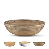 LEXA Bamboo Salad Bowl 12 Inch Extra Large Serving Bowl, Lightweight Popcorn Bowl or Chip Bowl for Party Snacks, Handcrafted Salad Bowls Large Serving - Black Color