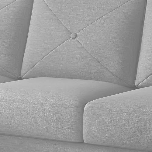 Image of Baloney LHS 6 Seater L Shape Sofa Set with Center Table for Living Room (Grey Fabric) Premium Fabric Sofa