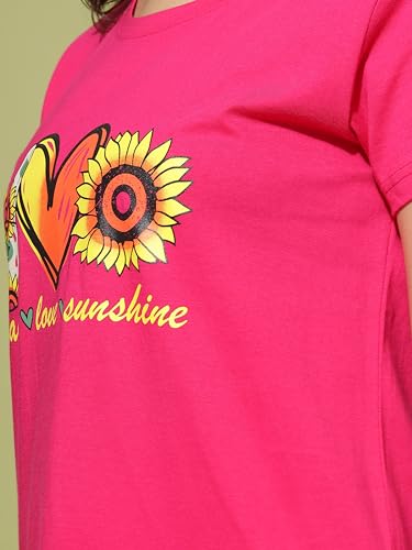 Image of 9shines Label Hosiery Cotton Knee Length Short Night Dress | Short Nighty for Women with Pocket | Graphic Print Nightwear | Night Gown for Women (Regular Size)