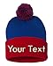 INK STITCH Sp15 Pom Pom Customized Custom Beanies - 28 Colors (Royal/red)