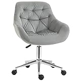 Vinsetto Chaise de Bureau Design Contemporain pivotante 360° Ergonomique Hauteur réglable revêtement capitonné Velours Grand Confort 59 x 58 x 90 cm Gris