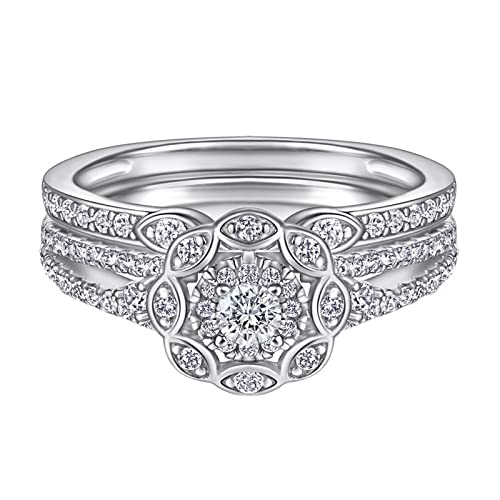 Bague de fiançailles argent 925 fleur Daesar lot de bagues de mariage avec zirconium rond 3x3mm