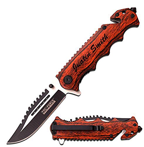 GIFTS INFINITY Free Engraving - Tac Force Titanium Coated Stainless Steel Pocket Glass Breaker Knife