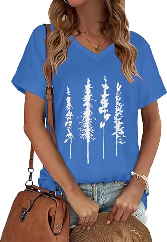 rosemia Womens T Shirts V Neck Short Sleeve Summer Tops Casual Basic Tees 2026