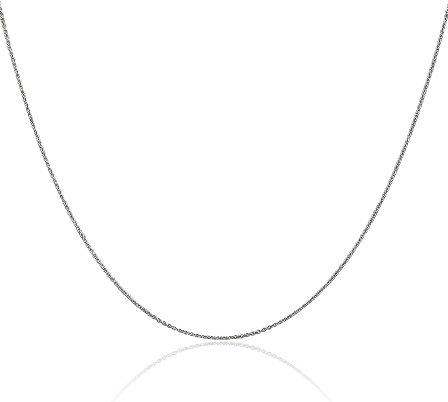 IceCarats 14K Solid White Gold 0.75mm Dainty Cable Chain Necklace Polished